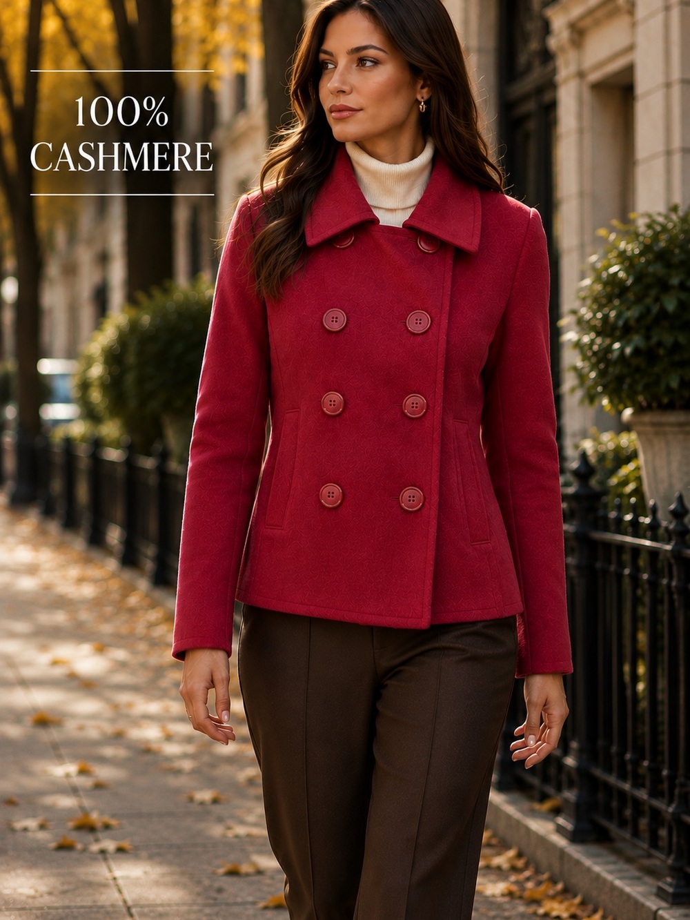 Sutton Studio 100% Cashmere Double Breasted Jacket Red Pink Size 10